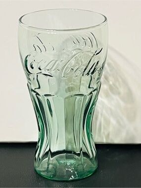 Vintage Coca Cola Embossed Green Glass Tumbler